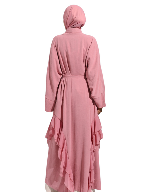 Beautiful Pastel Pink Abaya set with hijab and belt