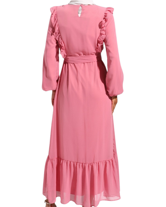 Frill cute modest dress