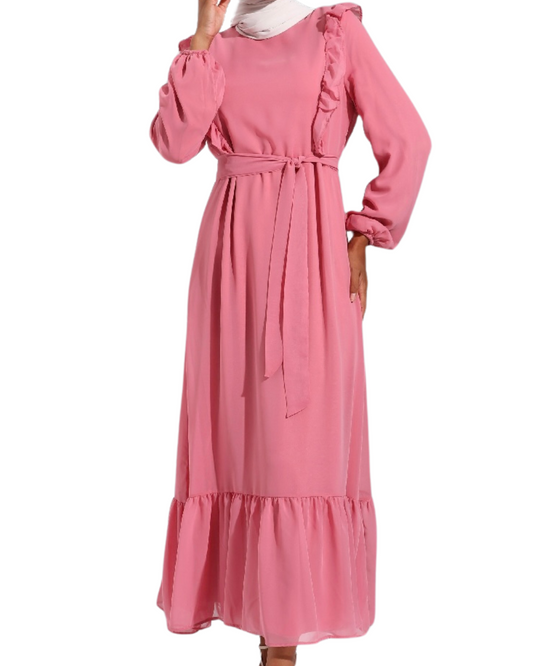 Frill cute modest dress