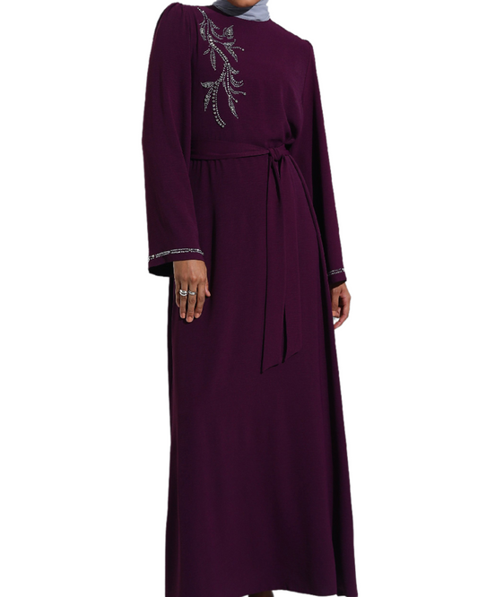 Beautiful and elegant burgundy abaya