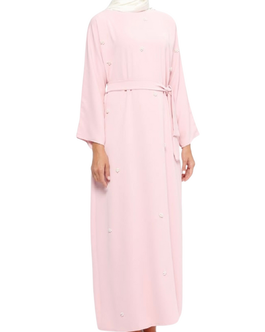 Light Pink Abaya with removable belt